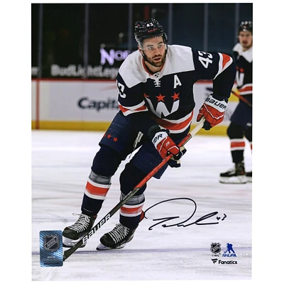 Photographie de patinage vertical autographiée de 20,3 x 25,4 cm de Tom Wilson, des Capitals de Washington