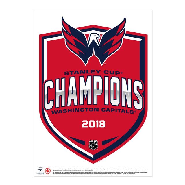 Champions de la Coupe Stanley 2018 des Capitals de Washington - 16'' x 22'' Repositionable Shield Decal