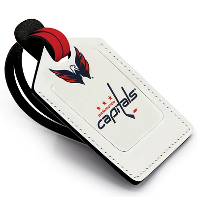 White Washington Capitals Personalized Leather Luggage Tag