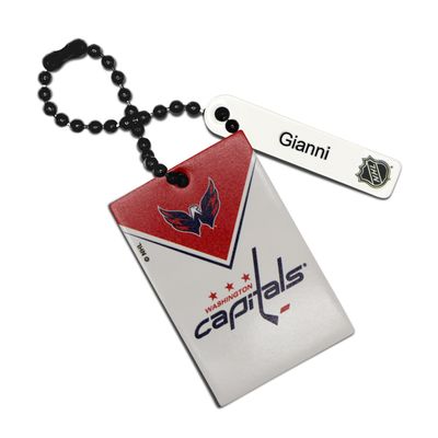 White Washington Capitals Personalized Leather Rectangle Bag Tag