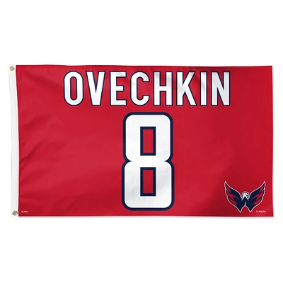 Drapeau de joueur de luxe unilatéral WinCraft Alexander Ovechkin des Capitals de Washington 3' x 5'
