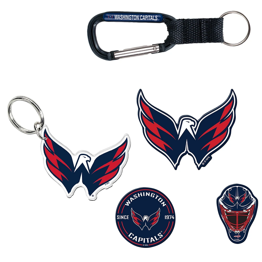 Lot de 5 porte-clés et aimants pour réfrigérateur WinCraft Washington Capitals