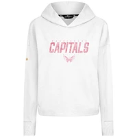 Women's Levelwear  White Washington Capitals Mother's Day Sweet Floral Tri-Blend Cropped Pullover Hoodie