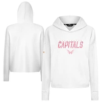 Women's Levelwear  White Washington Capitals Mother's Day Sweet Floral Tri-Blend Cropped Pullover Hoodie