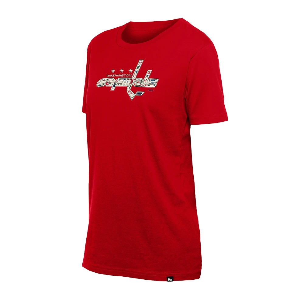 Women's New Era  Red Washington Capitals Glam Game Floral T-Shirt