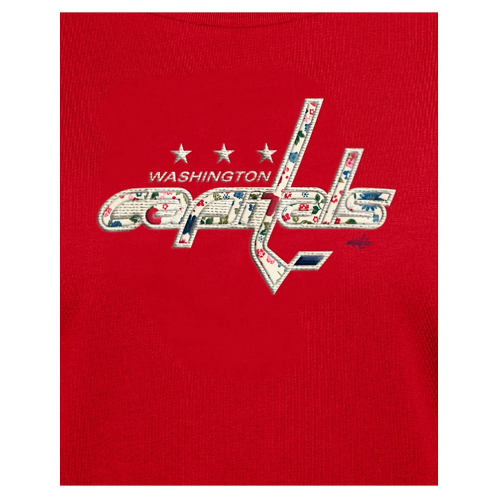 Women's New Era  Red Washington Capitals Glam Game Floral T-Shirt