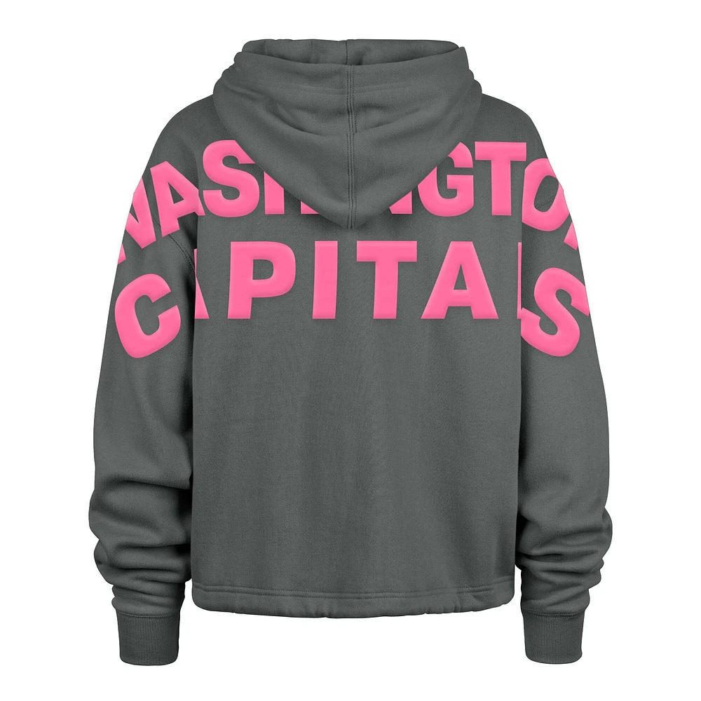 Sweat à capuche court Bright Side Venice '47 gris pour femme des Washington Capitals