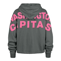 Sweat à capuche court Bright Side Venice '47 gris pour femme des Washington Capitals