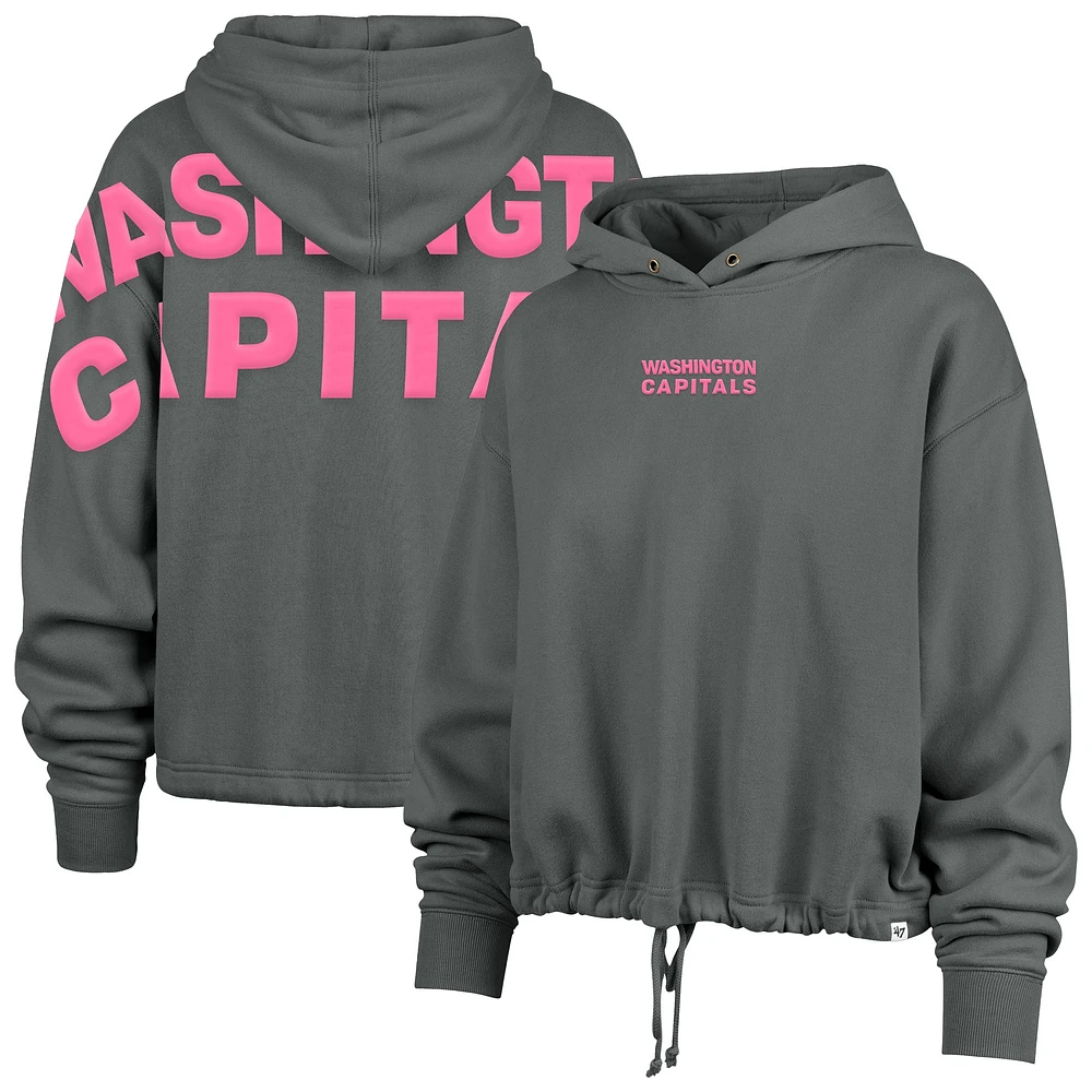Sweat à capuche court Bright Side Venice '47 gris pour femme des Washington Capitals