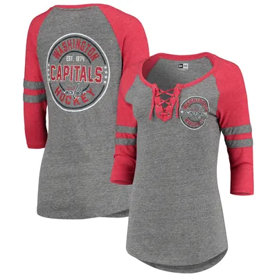 Women's Fanatics Branded Red Washington Capitals Lace-Up Jersey T-Shirt