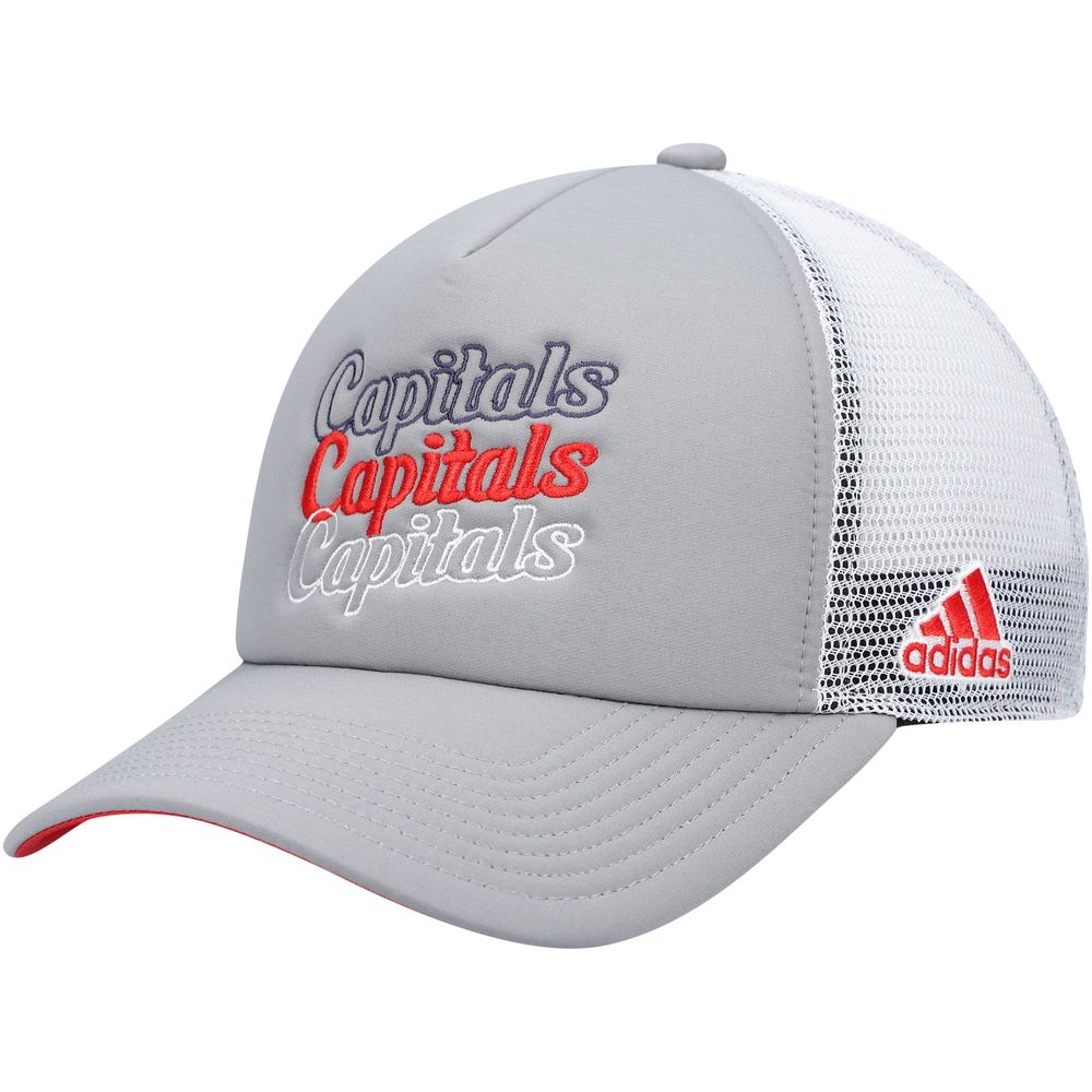 Women's adidas Gray/White Washington Capitals Foam Trucker Snapback Hat