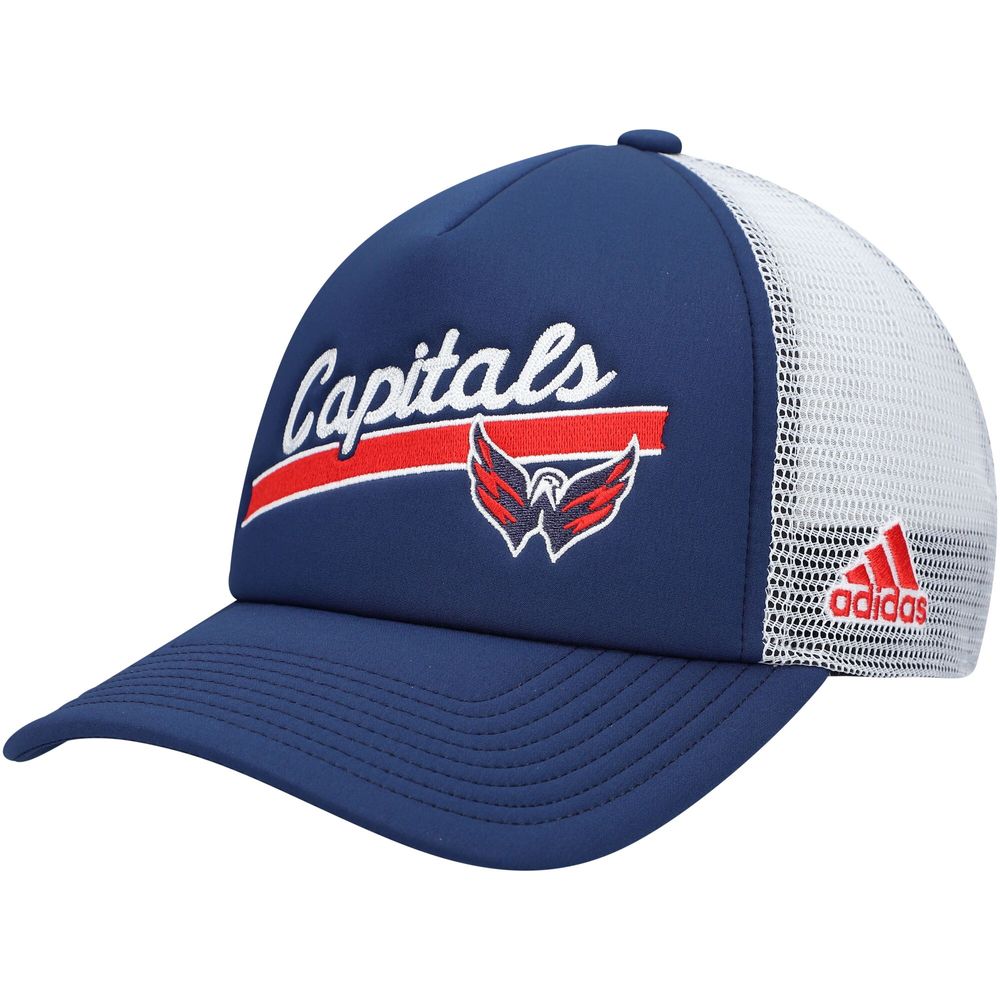 Women's adidas Navy/White Washington Capitals Foam Trucker Snapback Hat