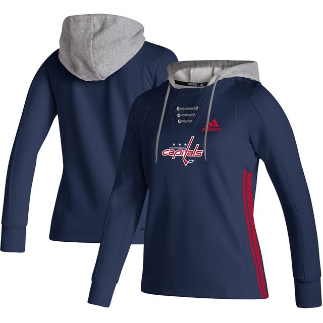 Sweat à capuche adidas Washington Capitals Skate Lace AEROREADY pour femmes, bleu marine