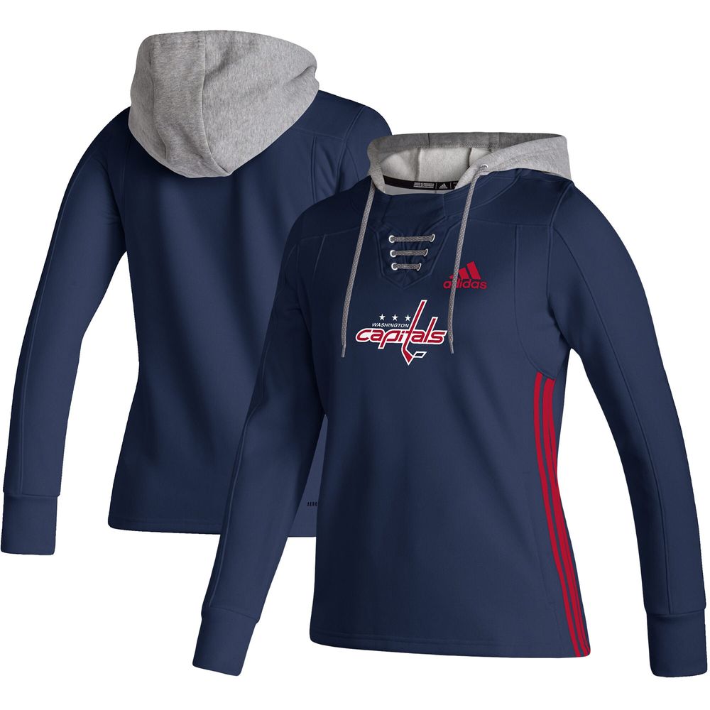 Women's adidas Navy Washington Capitals Skate Lace AEROREADY Pullover Hoodie