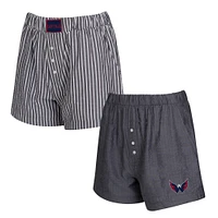 Women's Concepts Sport  Charcoal Washington Capitals Two-Pack Boxer Shorts Set