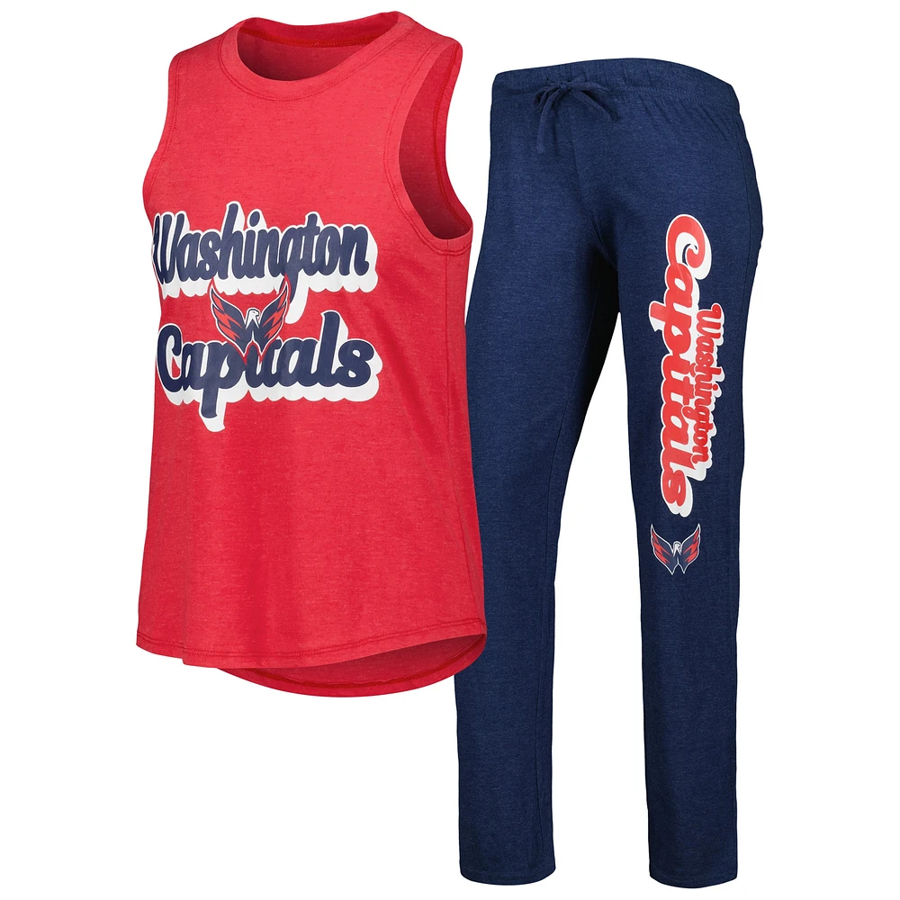 Women's Concepts Sport Heather Red/Heather Navy Washington Capitals Meter Muscle Tank Top & Pants Sleep Set