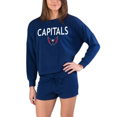 Washington Capitals Concepts Sport Women's Gather Long Sleeve Top & Shorts Set - Navy