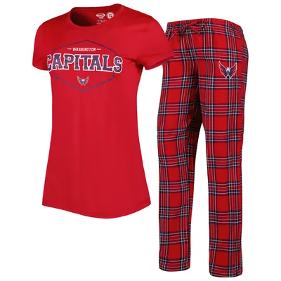 Washington Capitals Concepts Sport Women's Badge T-Shirt & Pants Sleep Set - Red/Navy