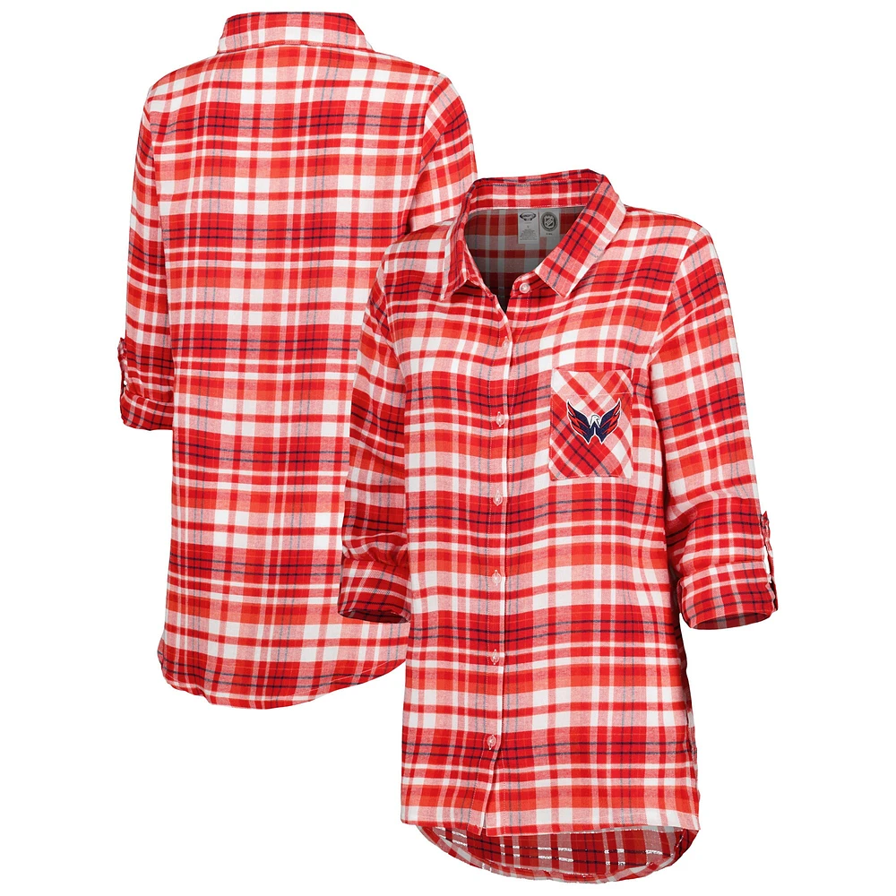 Chemise de nuit à manches longues en flanelle Mainstay Capitals Washington Concepts Sport pour femme, rouge