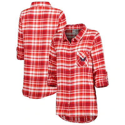 Chemise de nuit à manches longues en flanelle Mainstay Capitals Washington Concepts Sport pour femme, rouge