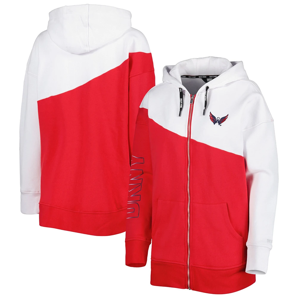 Women's DKNY Sport Red/White Washington Capitals Gina Full-Zip Hoodie