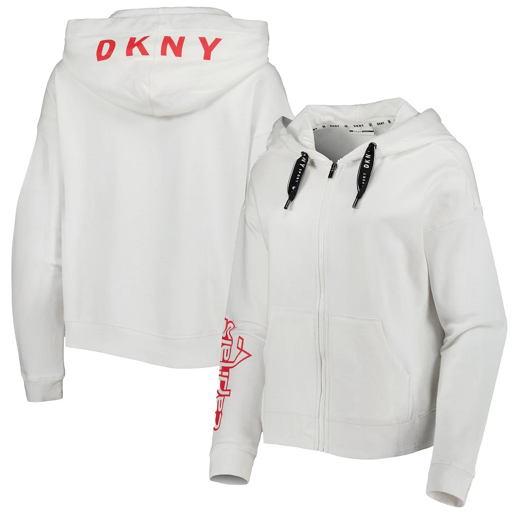 Sweat à capuche zippé intégral DKNY Sport Washington Capitals Alternate Zoey pour femme, blanc