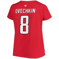 Fanatics Alexander Ovechkin pour femmes - T-shirt rouge à encolure dégagée avec nom et numéro des Capitals de Washington, grande taille