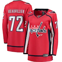 Maillot de joueur échappé à domicile rouge des Capitals Washington, Anthony Beauvillier, fanatiques féminines