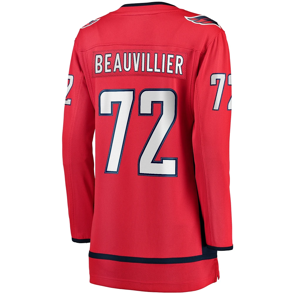 Maillot de joueur échappé à domicile rouge des Capitals Washington, Anthony Beauvillier, fanatiques féminines