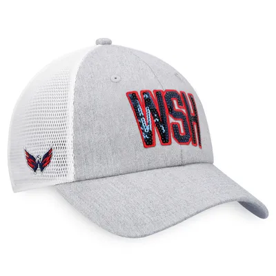 Washington Capitals Fanatics Branded Women's Iconic Glimmer Trucker Snapback Hat - Heather Gray/White