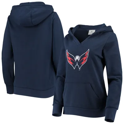 Washington Capitals Fanatics Branded Women's Primary Team Logo Fleece V-Neck Pullover Hoodie - Navy