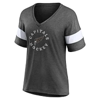 T-shirt à col en V Ring The Alarm pour femmes Fanatics Heather Charcoal Washington Capitals édition spéciale 2.0