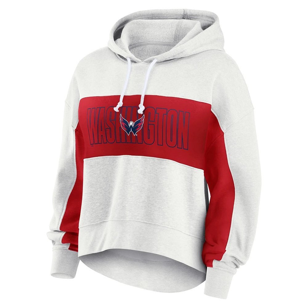 Women's Fanatics Heather Gray Washington Capitals Fleece Up For It Pullover Hoodie