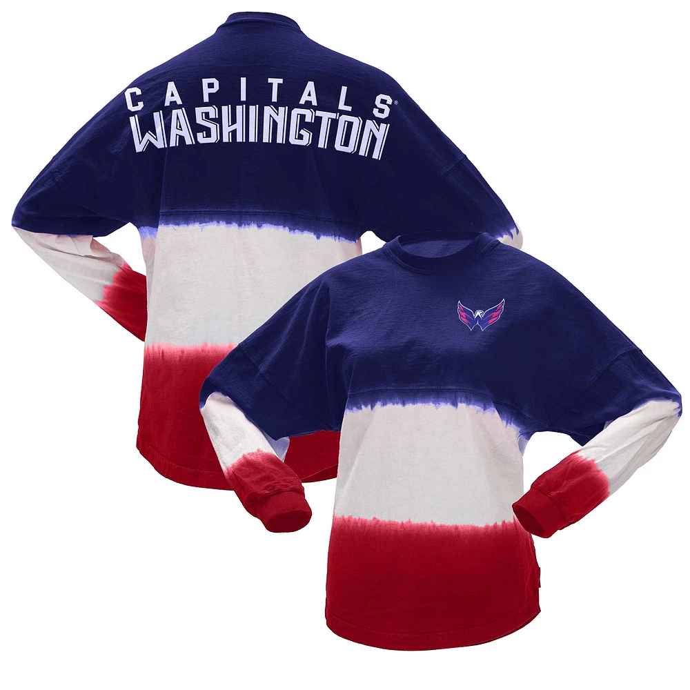 Women's Fanatics Navy/Red Washington Capitals Ombre Long Sleeve T-Shirt