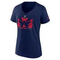 T-shirt à col en V avec logo secondaire de la collection Pro Core authentique des Washington Capitals Fanatics pour femmes, bleu marine