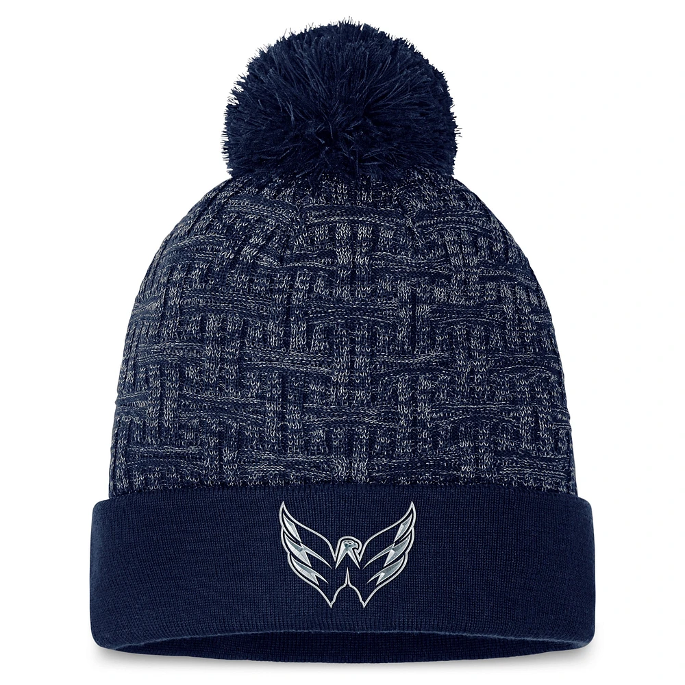 Women's Fanatics  Navy Washington Capitals Authentic Pro Road Cuffed Knit Hat with Pom