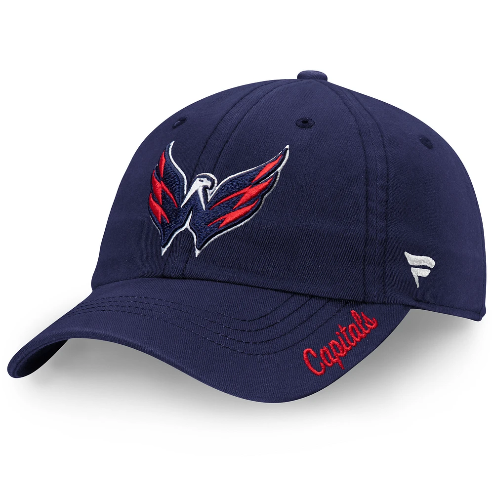 Casquette ajustable avec logo principal Fanatics Navy Washington Capitals Core pour femmes