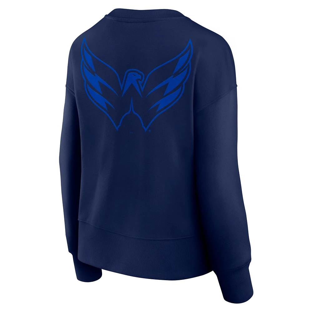 Women's Fanatics  Navy Washington Capitals Elements Flow Pullover Sweatshirt