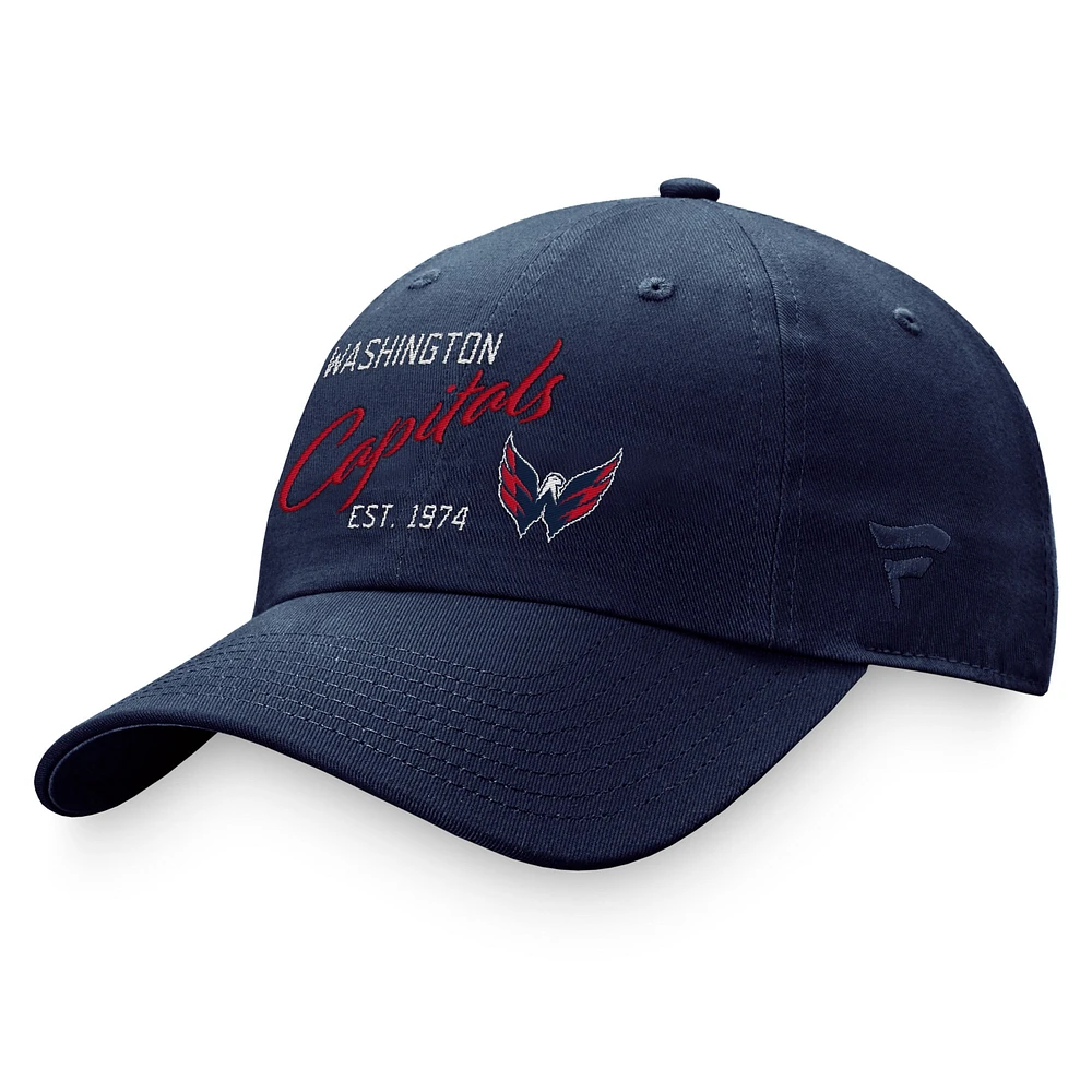 Women's Fanatics Navy Washington Capitals Fundamental Script Adjustable Hat