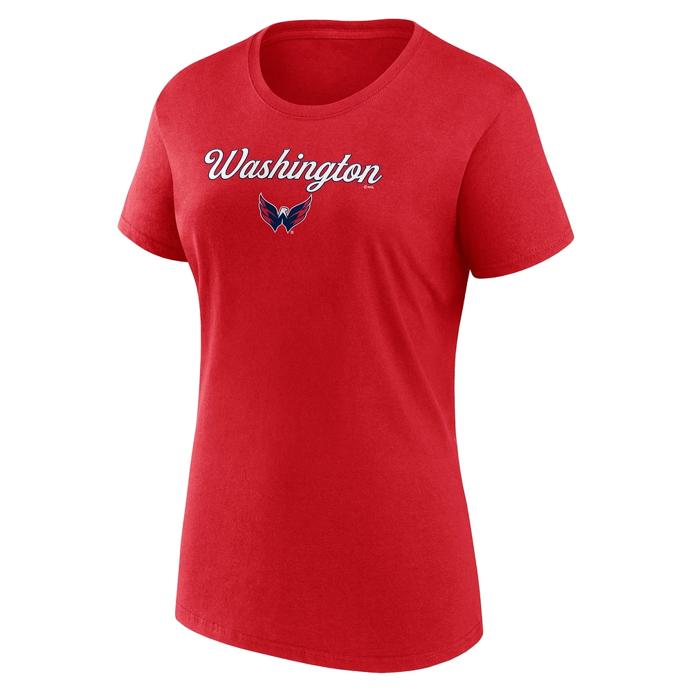 Ensemble t-shirt et short fanatiques pour femmes, rouge/gris chiné, Washington Capitals Script