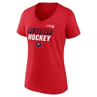 Women's Fanatics Red Washington Capitals 2025 Stanley Cup Playoffs Breakout V-Neck T-Shirt
