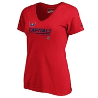 T-shirt rouge à col en V Fanatics pour femmes des Capitals de Washington Authentic Pro Core Collection Prime