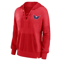 Women's Fanatics Red Washington Capitals Breakout Lace-Up Pullover Hoodie