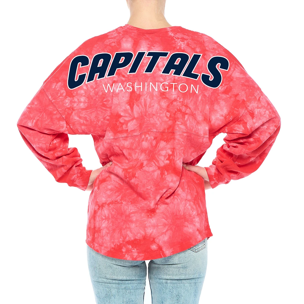 Women's Fanatics Red Washington Capitals Crystal-Dye Long Sleeve T-Shirt