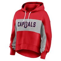 Sweat à capuche rouge rempli de feuilles statistiques des Washington Capitals marque Fanatics pour femmes