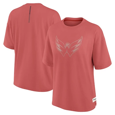 Women's Fanatics Red Washington Capitals Oversized Elements Raw Edge Future Ground T-Shirt