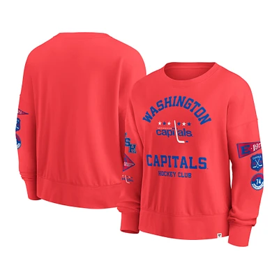 Women's Fanatics  Red Washington Capitals Oversized Vintage Go Team Pullover Sweatshirt