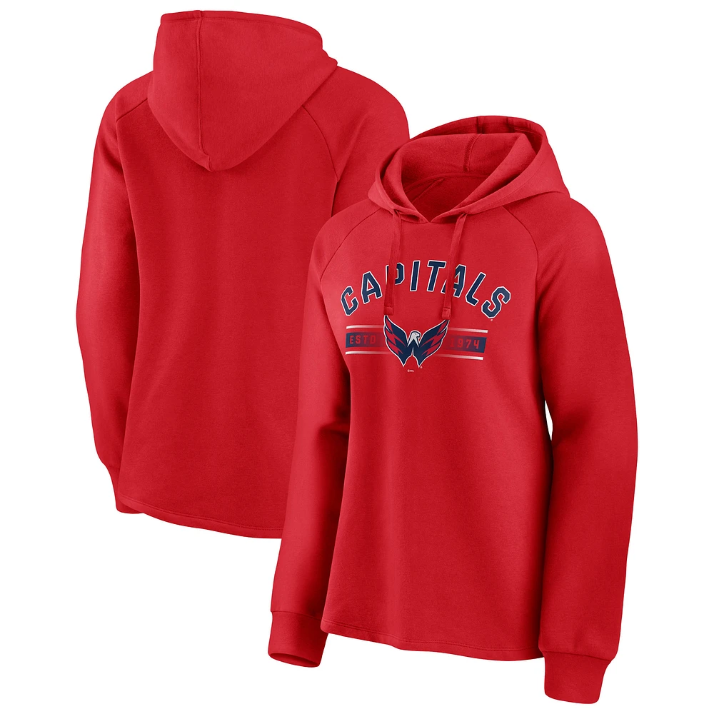 Women's Fanatics Red Washington Capitals Perfect Play Raglan Pullover Hoodie