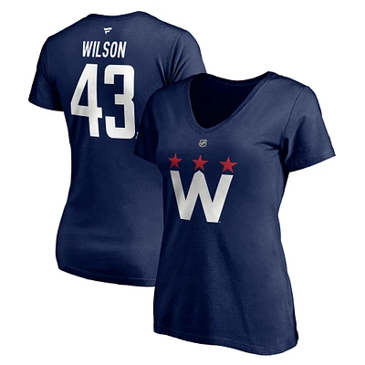 Fanatics pour femmes Tom Wilson bleu marine Washington Capitals 2020/21 Alternate Authentic Stack Name & Number T-shirt à col en V