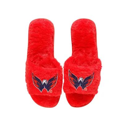 Washington Capitals FOCO Women's Rhinestone Fuzzy Slippers - Red